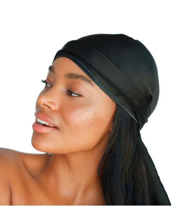 Kitsch Satin Hair Bonnet for Sleeping - Softer Than Silk Bonnet for Sleeping | Satin Hair Wrap for Sleeping | Satin Sleep Cap & Satin Bonnet Hair Cap | Sleeping Bonnets for Women (Black) - Buy Online on GoSupps.com