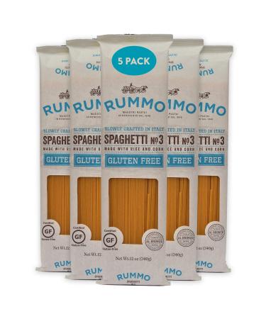 Rummo Italian Pasta GF Spaghetti No.3, Always Al Dente, Certified Gluten-Free (5 Pack, 12 Ounce Each)