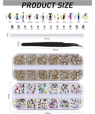 3120-Piece AB Nail Art Rhinestone Kit by EBANKU - Shiny Gems for Nail DIY Crafts - Buy Online on GoSupps.com