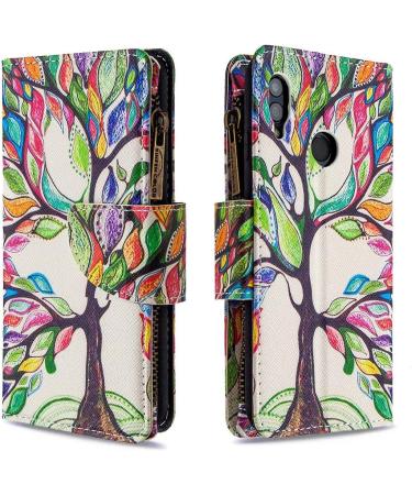 Miago Leather Wallet Case for Huawei Y6 2019 - 9 Card Slots Colorful Zipper Flip Cover PU Protective Case - Buy Online on GoSupps.com