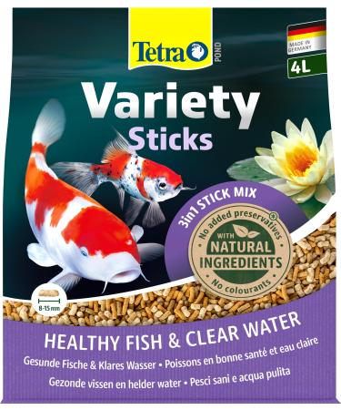 Tetra Pond Variety Sticks - Fish feed mixture consisting of three different sticks for health colors and vitality of all pond fish 4 l bag 600 g (1 Pack)