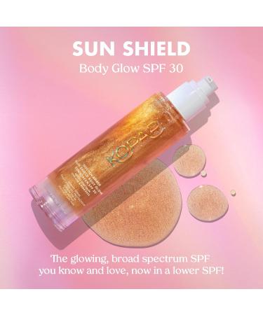 Kopari Sun Shield Body Glow - SPF 30 Sheer Sunscreen for UV Protection | Vegan & Cruelty-Free with Antioxidants | 5oz Golden Amber Water & Sweat Resistant - Buy Online on GoSupps.com
