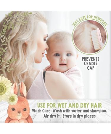 Baby Hair Brush - Natural Wooden Cradle Cap Brush with Soft Goat Bristle - Baby Brush Set for Newborns - Toddler Comb - Blush Oval - Buy Online on GoSupps.com