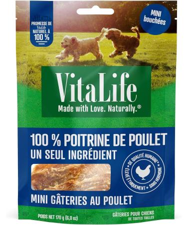 VitaLife Jerky Dog Treats - All Natural Chicken Mini Tenders 170g - Buy Online on GoSupps.com