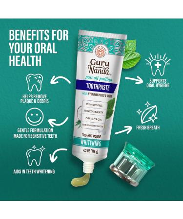 Buy GuruNanda Hydroxyapatite Toothpaste - SLS & Fluoride Free Whitening Natural CocoMint Jasmine Neem Freshens Breath & Fights Plaque - 4.2oz - International Shipping Available - Buy Online on GoSupps.com
