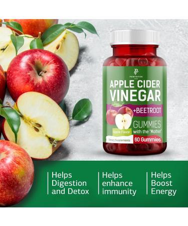 Perfotek Apple Cider Vinegar Gummies - Keto Non-GMO Vegan Gluten-Free - 60 Count Natural Apple Flavor - Buy Online on GoSupps.com