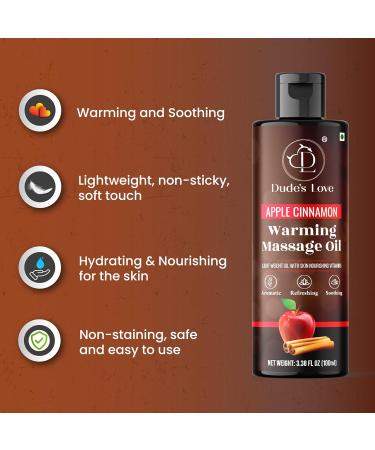 Dude's Love Organic Flavored Warming Massage Oil - Apple Cinnamon | Non-Sticky No Stain | Nourishing Aromatherapy Vegan Oil - 3.38 Fl Oz - Buy Online on GoSupps.com