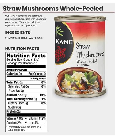 Ka-Me Whole Straw Mushrooms 15 Ounce - Perfect for Stir-Fry - Pack of 1 - Buy Online on GoSupps.com