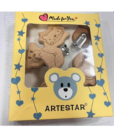 Artestar 8-Piece Wooden Animal Pacifier Clip Set | Baby & Children Accessories | Secure and Stylish Pacifier Chains - Buy Online on GoSupps.com