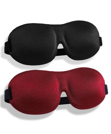 2 Pack Sleep Mask 100% Blackout 3D Eye Mask Eye Mask with Adjustable Strap for Sleeping Eye Sleep Shade Cover Night Blindfold for Men Women