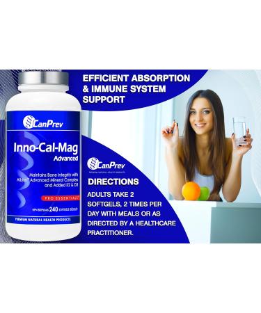 CanPrev - Inno-Cal-Mag Advanced 240 Softgels - Bone Health Teeth health Gum Health Hair Skin and Nail Vitamins - Calcium Magnesium Supplement - Mineral Complex 240 count (Pack of 1) - Buy Online on GoSupps.com