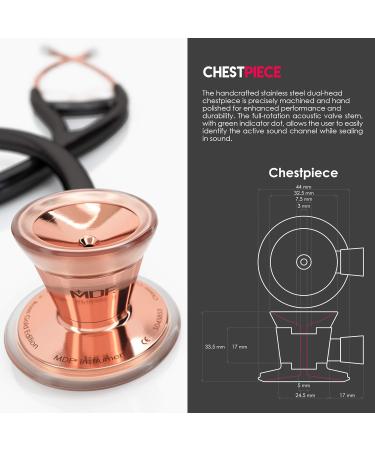 Buy MDF Instruments ProCardial Dual Head Stethoscope - Stainless Steel Adult-Pediatric with Convertible Bell | Free Parts for Life - Rose Gold/Black - Buy Online on GoSupps.com
