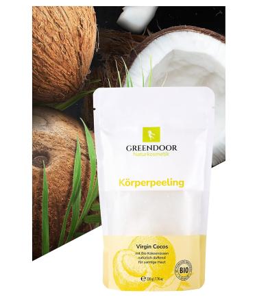 Greenendoor Body Peeling Coconut Oil 220g | Virgin Coconut Oil Anti-Aging Sugar Scrub Vegan Natural Cosmetic Cellulite Treatment Fresh Coconut Fragrance - Buy Online on GoSupps.com