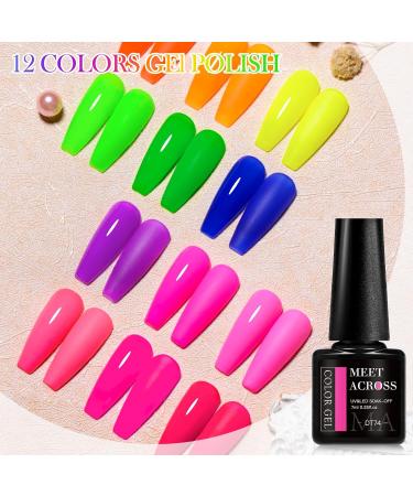 MEET ACROSS Neon Gel Nail Polish Set - 12pcs Fluorescent Colors for Spring & Summer - Perfect Halloween Nail Art - Buy Online on GoSupps.com