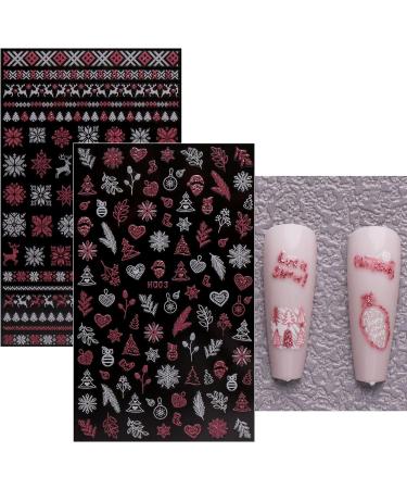 JMEOWIO Christmas Glitter Nail Art Stickers - Snowflake Xmas Winter Holiday Design - 8 Sheets Self-Adhesive Decals in Pink White & Glitter - Buy Online on GoSupps.com