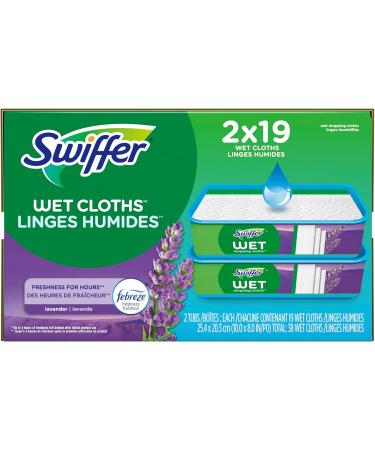 Swiffer Sweeper Wet Mopping Cloth Refills for Floor Mopping and Cleaning Multi-Surface Floor Cleaner with Febreze Freshness Lavender Scent 38 Count - Buy Online on GoSupps.com
