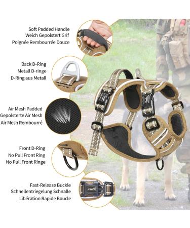 Shop Heele Dog Crockery & Adjustable Reflective Anti-Pull Harness for Large Dogs | Durable Comfortable and Stylish Khaki Design - Buy Online on GoSupps.com