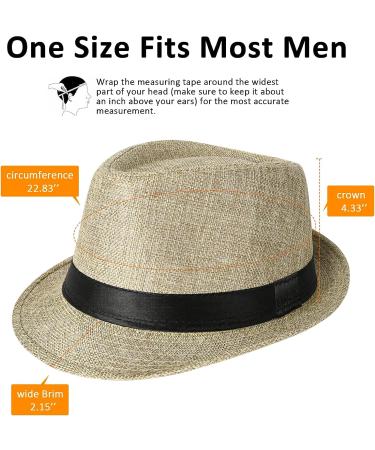 UPF50+ Wide Brim Straw Sun Hat for Men | Summer Fedora Beach Hat | Light-khaki | One Size - Buy Online on GoSupps.com