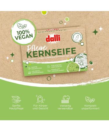  DALLI Dalli Plant-Based Care Soap - Pack of 9 (9 x 125g) in a Folding Box - Gentle Fragrance-Free Face and Body Cleansing - With Pure Plant Oils for Sensitive Skin - Buy Online on GoSupps.com
