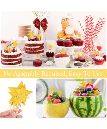 56Pcs Cake Topper Star Glitter Cupcake Toppers Gold Cake Decorations for Boys Girls Birthday Wedding Engagement Baby Shower Anniversary Party Decoration Mixed Size - Buy Online on GoSupps.com