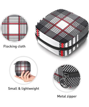 Women's Bonds Storage Pockets Stillpad Holder - Black & White Scottish Plaid Portable Period Kit Bag | Feminine Product Bag for Women & Girls - Buy Online on GoSupps.com