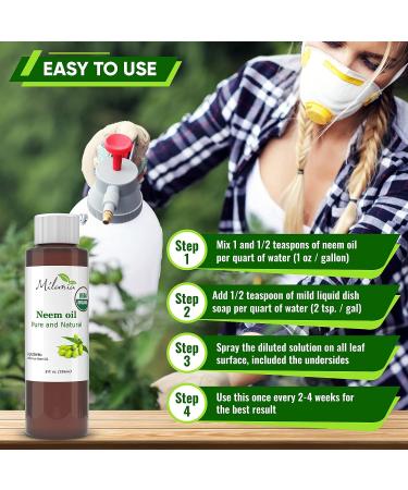 Milania Premium Organic Neem Oil 8 oz. - 100% Pure Cold Pressed Virgin Unrefined Grade A - Excellent Quality - Buy Online on GoSupps.com