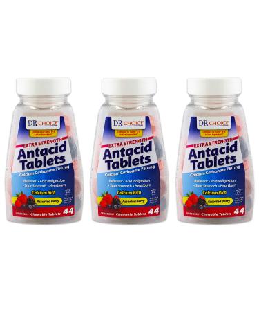 Extra Strength Antacid Tablets Chewable 132 Ct - Assorted Berry Flavor Antacid Chews