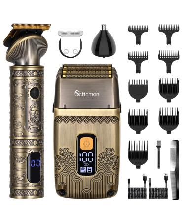 Scttomon T-Blade Hair Trimmers & Electric Shavers for Men Foil Shaver Beard Trimmer Men's Grooming Kit with Triple Blades Waterproof Cordless