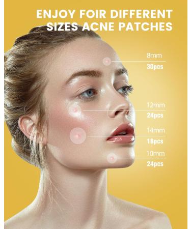 Jefusst Acne Pimple Patch 174 ct | Invisible Hydrocolloid Acne Spot Healing Patches with Tea Tree Oil & Calendula Oil | 6 Sizes, Yellow-Star-Shaped | Zit Patches for Face - Buy Online on GoSupps.com
