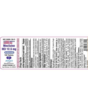 Meclizine HCL 12.5mg - 100 Tablets Antiemetic for Motion Sickness and Nausea Relief - Buy Online on GoSupps.com