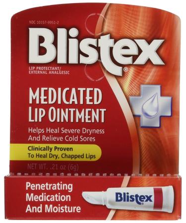 Blistex Medicated Lip Ointment Lip Protectant 0.21 oz 3 boxes of 2 tubes (Total of 6 tubes)