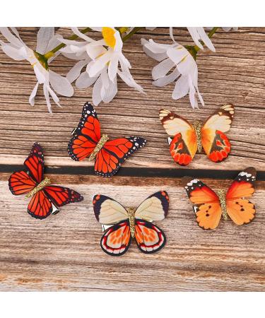DEEKA 16 PCS Small Handmade Butterfly Hair Clips - Realistic Colorful 90s Barrettes for Women and Girls - Yellow & Orange - Buy Online on GoSupps.com