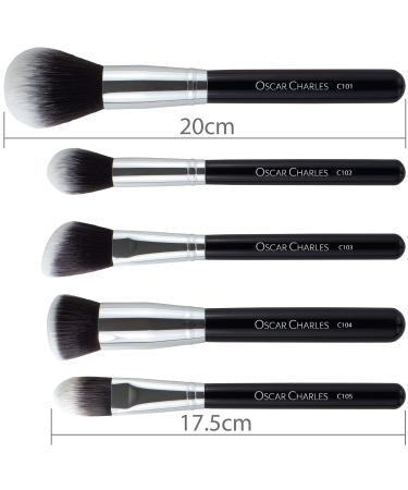 Oscar Charles 12-Piece Professional Make-Up Brush Set | Silver Face & Eye Brushes for Flawless Makeup - Buy Online on GoSupps.com