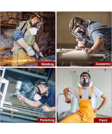 Full Face Reusable Respir tor Mask - Organic Gas Dust Chemical Respirator w/ Extra Filters for Paint Sprayer Woodworking  Painting Machine Polishing Welding  Epoxy Resin and Other Work Protection - Buy Online on GoSupps.com