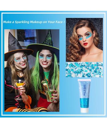  GL-Turelifes GL-Turelifes Blue Glitter Body Gel Face Makeup Sparkling Glitter Thick Hair Singer Concert Festival Rave Accessory Mermaid Sequin (#10 Ice Blue) - Buy Online on GoSupps.com