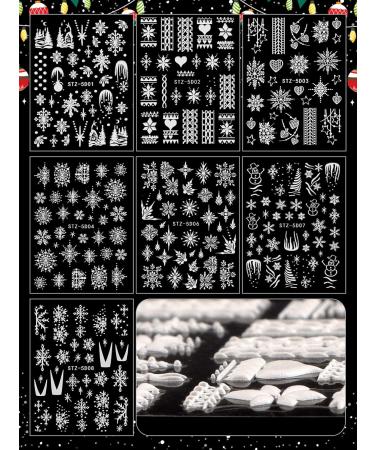 Kalolary 7PCS Christmas Adhesive Nail Art Sticker - 5D Stereoscopic Embossed Snowflake Designs for Women & Girls - Nail Decoration Kit - Buy Online on GoSupps.com