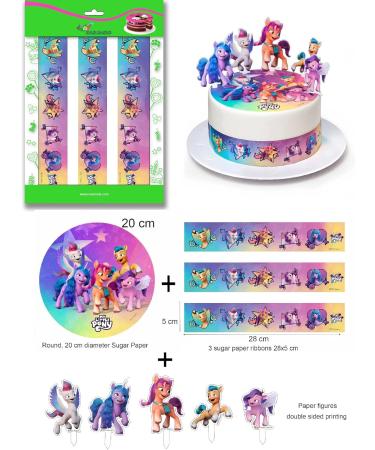 Cardasis My Little Pony Cake Decoration Set | 20cm & 3 Volume Sugar Bands & Paper Figures | Perfect for My Little Pony Theme Parties - Buy Online on GoSupps.com
