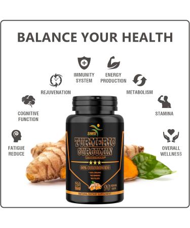 Turmeric Curcumin with Black Pepper 1 500mg | 90 Veggie Capsules | Dietary Supplement with 95% Standardized Curcuminoids & Bioperine for Potency & Absorption | Non-GMO Gluten Free - Buy Online on GoSupps.com