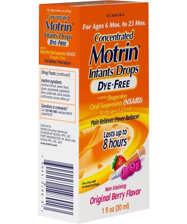Infants' Motrin Concentrated Liquid Medicine Drops with Ibuprofen  Berry  1 fl. oz Original Berry  Dye-Free 1 Fl Oz (Pack of 1) - Buy Online on GoSupps.com