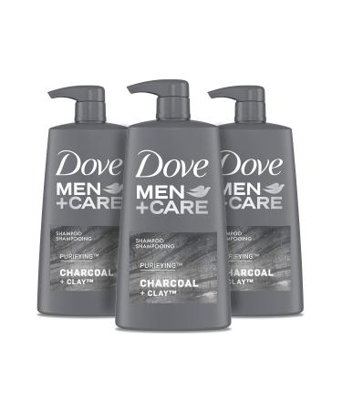 Dove Men+Care Shampoo For Healthy-Looking Hair Charcoal + Clay Naturally Derived Plant Based Cleansers 25.4 oz 3 Count Charcoal and Clay