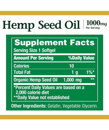 Nature's Bounty Hemp Seed Oil 1000mg Softgels - Cold Pressed Herbal Supplement - Buy Online on GoSupps.com