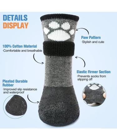 BEAUTYZOO Anti Slip Dog Socks Boots | Waterproof Grip Bottom | Paw Protector for Hardwood Floors | Adjustable Straps | Grey, Large - Buy Online on GoSupps.com