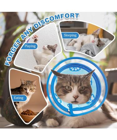 Ohcozzy Adjustable Break Rake Cat Collar - Transparent Window Breathable & Anti-Loss Protective Design - Soft Pet Collar for Post-Operation (S Dark Blue) - Buy Online on GoSupps.com