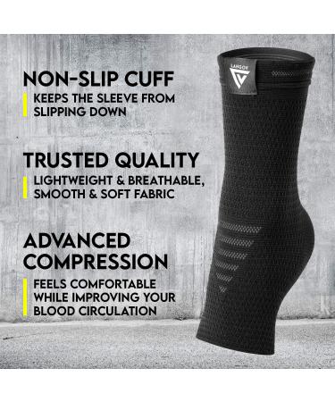 LANGOVTM Ankle Brace Support for Men & Women (Pair) - Compression Sleeve Socks for Achilles Tendonitis & Injury Recovery - Gray, Large - Buy Online on GoSupps.com