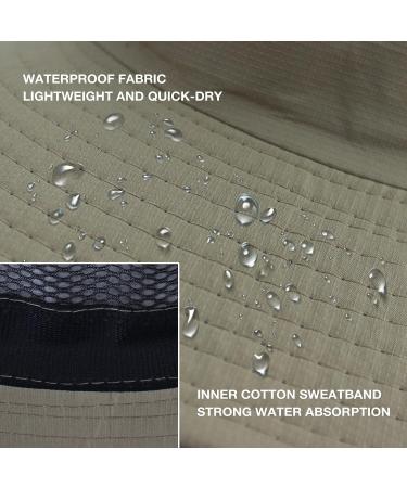 Men's UPF50+ Wide Brim Sun Hat | Waterproof Boonie Fishing Cap in Khaki - Buy Online on GoSupps.com