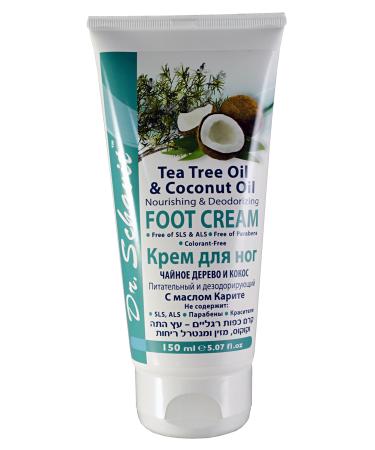 DR. SCHAVIT Foot Cream for Dry Cracked Skin with Tea Tree and Coconut Oil - Nourishing and Deodorizing Heel Cream - Foot Repair Moisturizer with Shea Butter - Soothes Irritated Skin