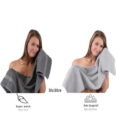 Betz 10 Series Premium Frottier Towel Set - 2 Shower Towels 4 Towels 2 Guest Towels & 2 Washing Gloves - Anthracite & Silver Gray - International Shipping Available - Buy Online on GoSupps.com