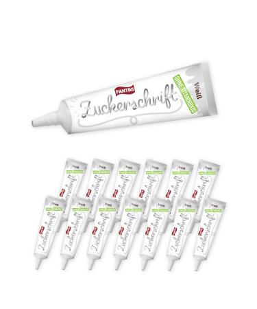 14x Pantiki sugar script Tube 24g - Color: White - Re -lockable |Decorate cake just decorate pastries cake gingerbread & cookies more perfect frosting white opaque 14 pieces