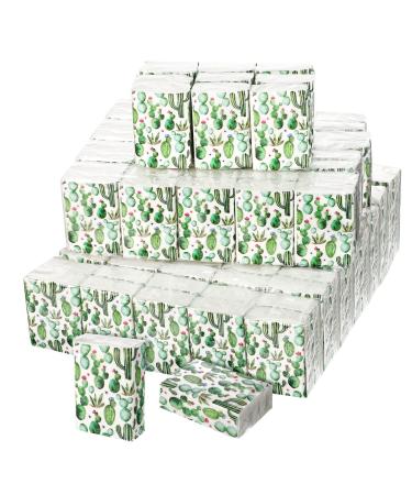 120 Packs Pocket Tissues Cactus Facial Tissues Small Succulent Pocket Tissues Individual Travel Tissues for Wedding Party Favors Guests Graduation Baby Shower Celebration 8 Tissues Per Pack 3 Ply
