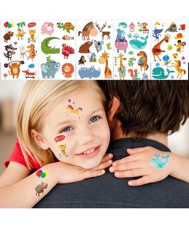 Konsait Animal Temporary Tattoos for Kids - 24 Sheets (230+pcs) | Zoo Jungle Sea Theme, Waterproof Fake Tattoo Stickers for Boys & Girls, Perfect for Birthday Party Favor Gift Bags - Buy Online on GoSupps.com